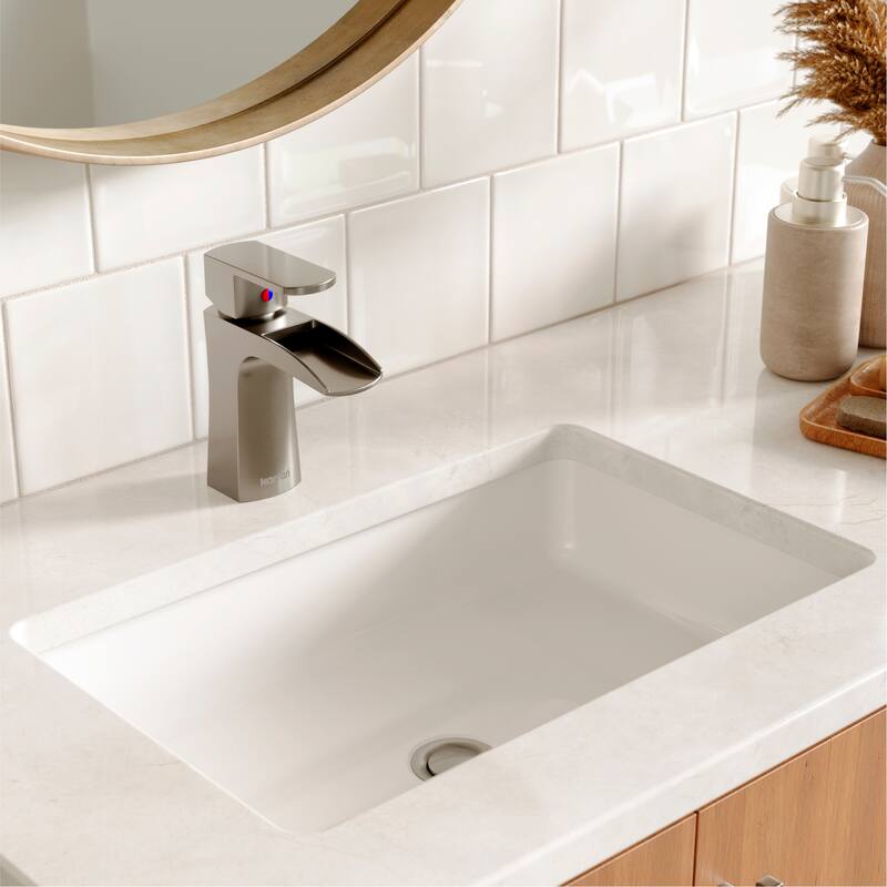 Karran Kassel Single Hole Single Handle Basin Bathroom Faucet with Matching Pop-up Drain