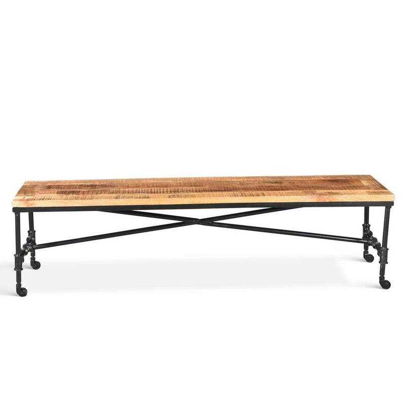 Industrial Reclaimed Wood Entryway Bench - 71"
