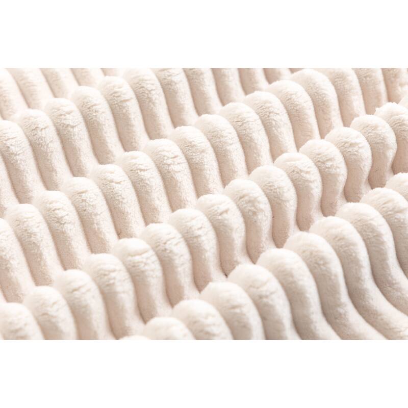 L Shaped Sectional Sofa Corduroy Upholstered Boneless Couches with Movable Footstool, With Three Pillows and Two Lumbar Pillows