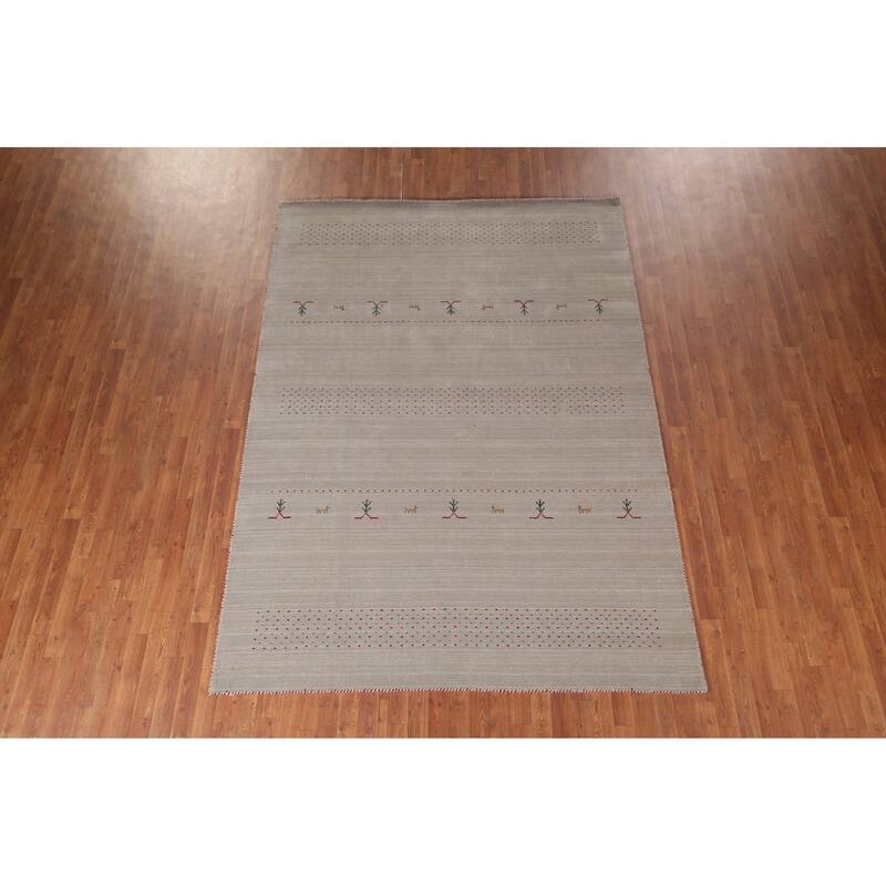 Gabbeh Indian Area Rug Handmade Tribal Wool Carpet - 6'8"x 9'6"