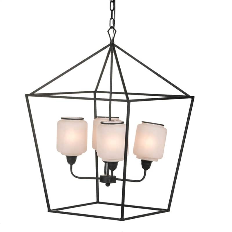 21.7x21.7x33.5 " Iron Chandelier, Sleek Industrial Style Hanging Light Fixture, Bulb Not Included