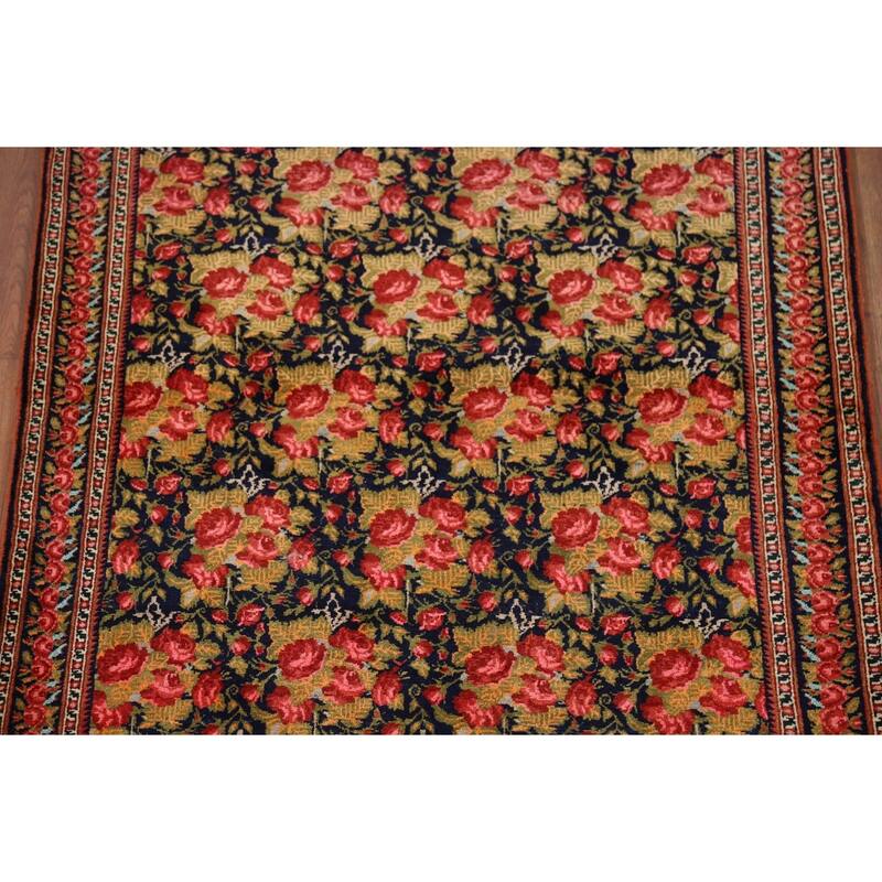 Floral Sirjan Foyer Rug Handmade Wool Carpet - 3'7" x 5'0"