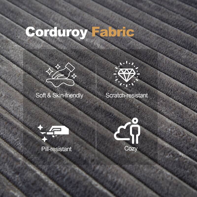 77.17" Sectional Couches for Living Room, Boneless L Shaped Cloud Couch with Ottoman, Modern Corduroy Deep Seat Floor Sofa