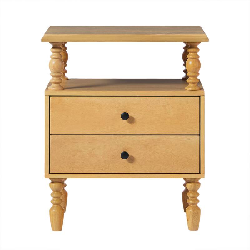 Walker Edison Easy Assembly Solid Wood 2-Drawer Nightstand