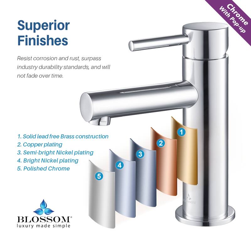 Blossom Round Single Handle Bathroom Sink Faucet, Single Hole