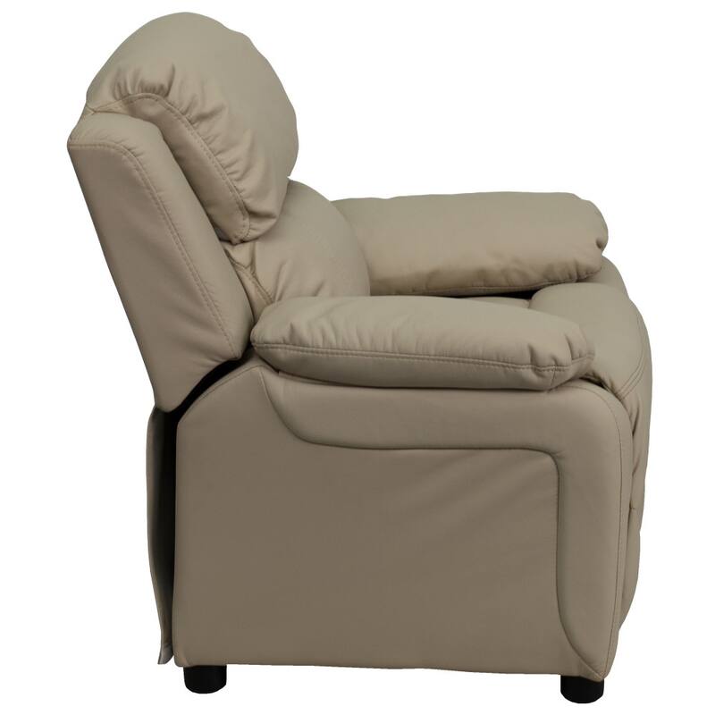 Deluxe Padded Contemporary Kids Recliner with Storage Arms