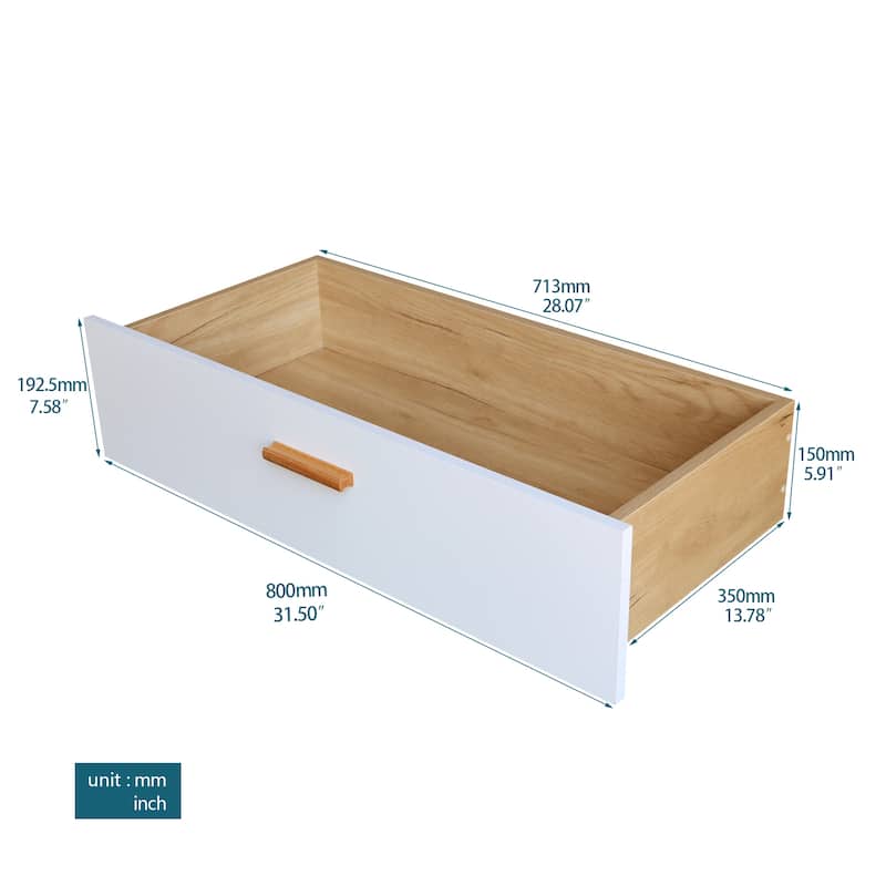 Modern White Oak Storage Solid Wood Drawer Dresser Side Cabinet