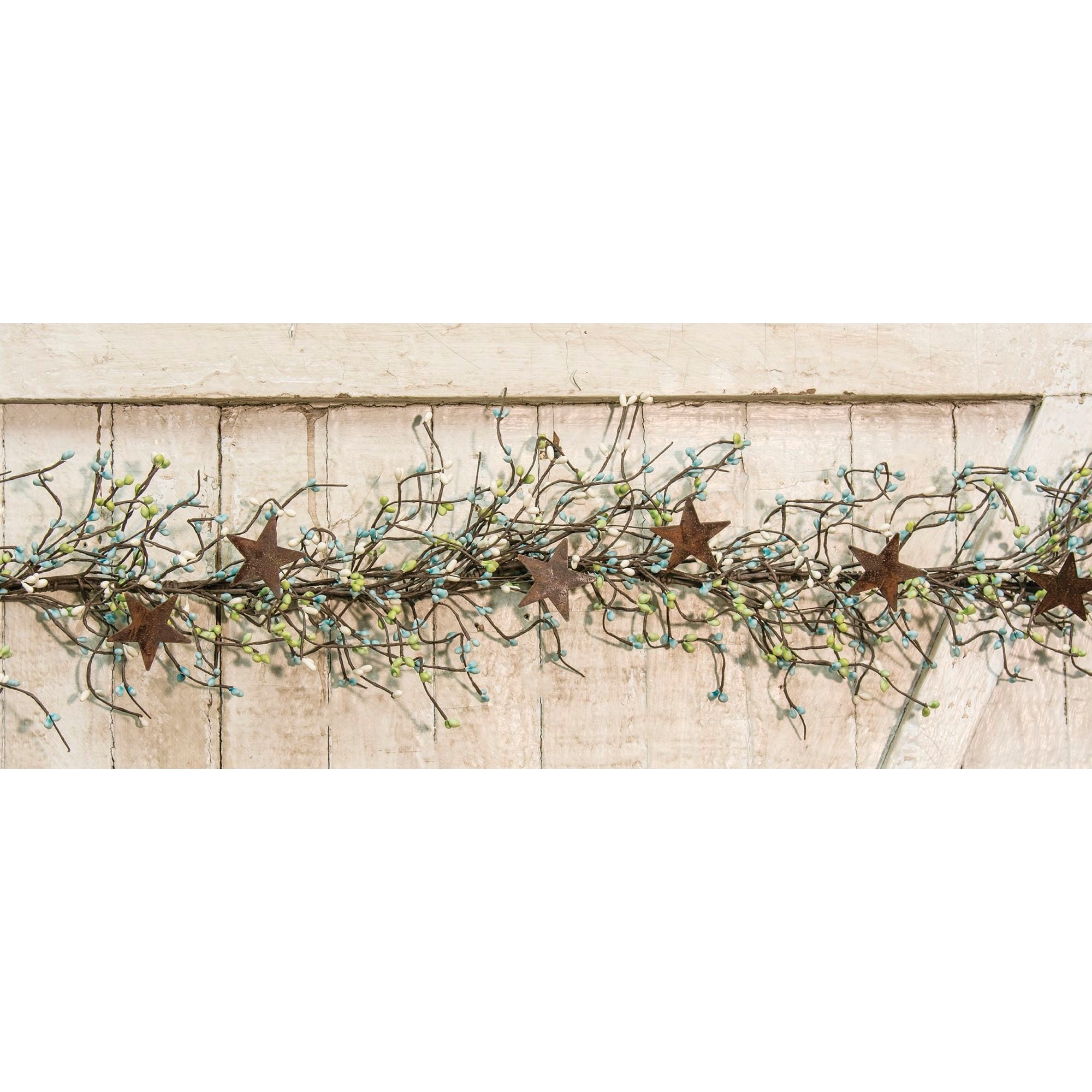 Pip Berry Garland With Stars Seabreeze 40" - Blue/White/Green - 40 inches