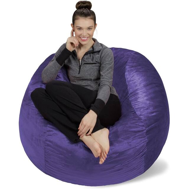 4-foot Bean Bag Chair Large Memory Foam Bean Bag - Purple