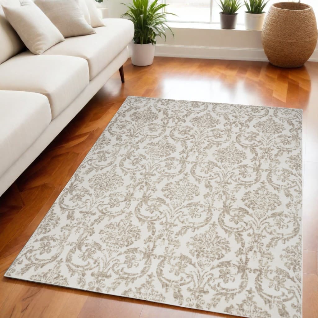 Keve Power Loomed Distressed Non Skid Stain Resistant Area Rug By HomeRoots - 87' X '63' X '0.5