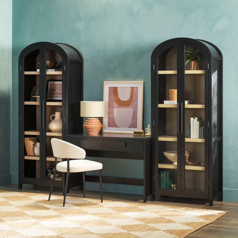 Middlebrook 3-Piece Set Writing Desk with 2 Glass Bookcases