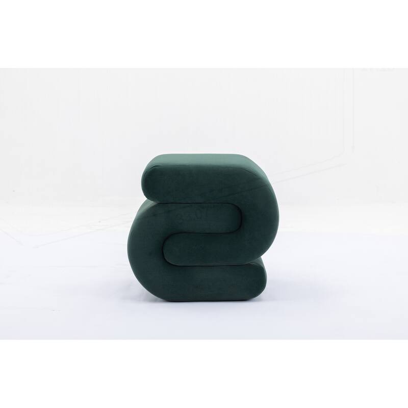 S-shape Velvet Fabric Ottoman Makeup Stool