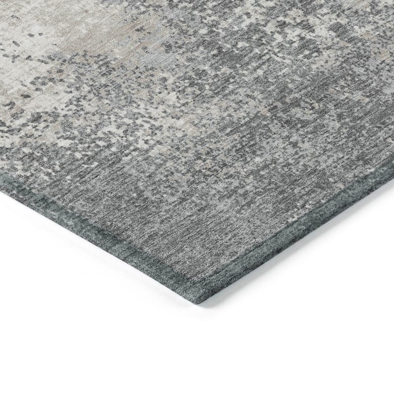 Machine Washable Indoor/ Outdoor Abstract Pixels Chantille Rug