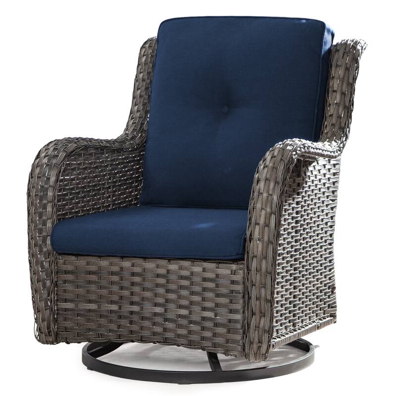 Cozywor Brown Wicker Patio Swivel Rocking Chair