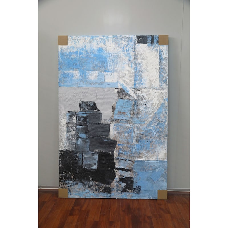Reflections Hand Painted Abstract Vertical Canvas Wall Art 47x31 Inch