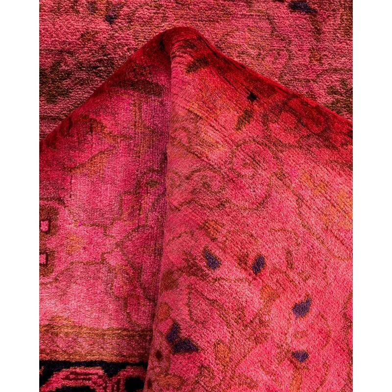 Overton Hand Knotted Wool Vintage Inspired Modern Contemporary Overdyed Pink Runner Rug - 2' 7" x 9' 9"