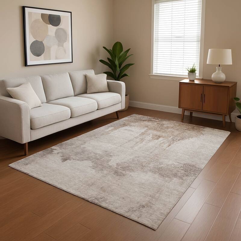 Premium Washable Super Soft Abstract Mayfield Rug - Taupe - 5' x 7'6"