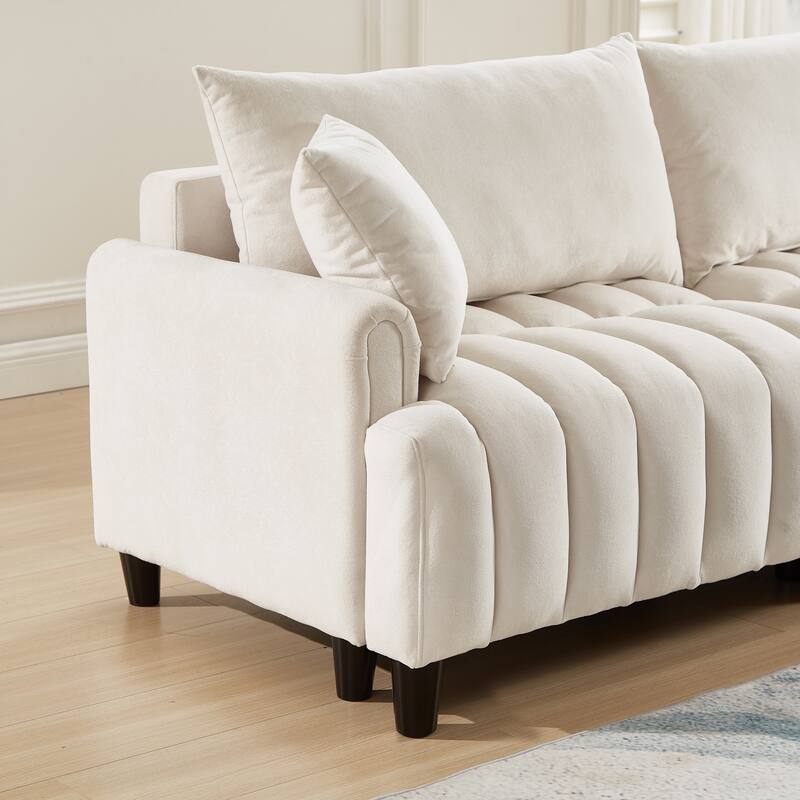 Futon Couch Sofa Bed with Pillows, Convertible Sleeper Sofa with Adjustable Backrest, Loveseat Sleeper Daybed