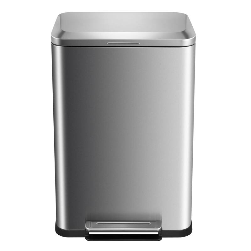 Stainless Steel 50 Liter / 13 Gallon Trash Can - Silver, Rectangular