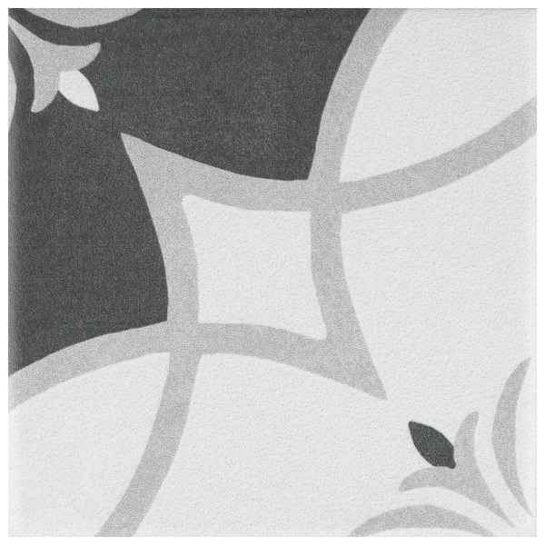 slide 1 of 1, Merola Tile Twenties Mini Crest 3-7/8" x 3-7/8" Ceramic Floor and Wall Tile