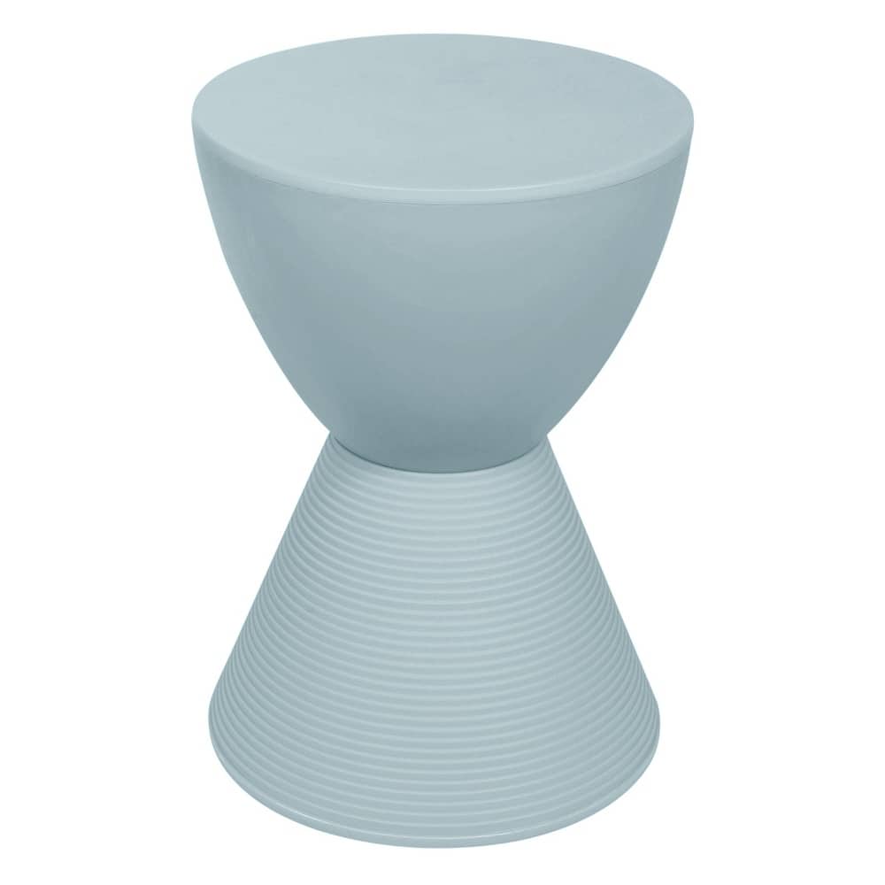 Boyd Modern Round Hourglass Accent Side Table with Hidden Storage and Ribbed Base for Indoor and Outdoor