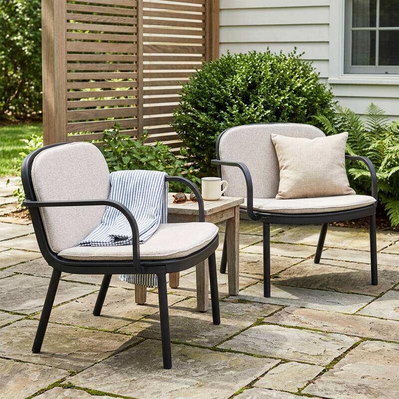 Outdoor Armchairs Patio Chairs Upholstered Arm Chair Reading Chair Accent Chair Reception Chair Side Chair - Beige Black