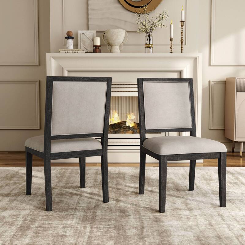Furniture of America Durem Modern Solid Wood Padded Side Chairs (Set of 2) - Weathered Black