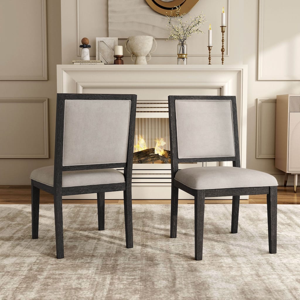 Furniture of America Durem Modern Solid Wood Padded Side Chairs (Set of 2)