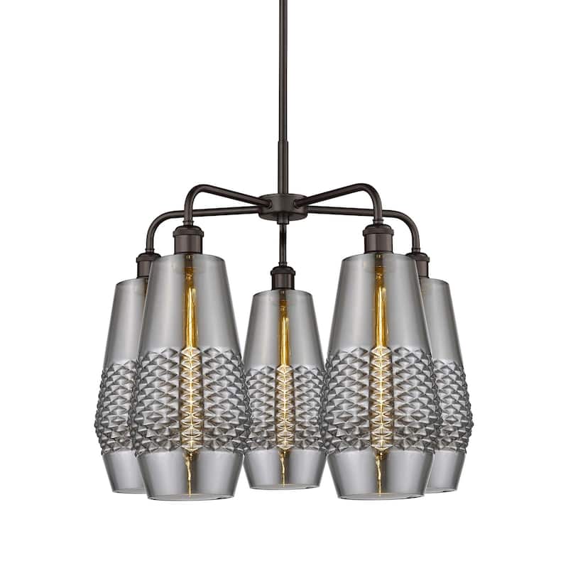 Innovations Lighting 516-5CR-22-25 Windham Chandelier Windham 5 Light - Oil Rubbed Bronze / Smoked
