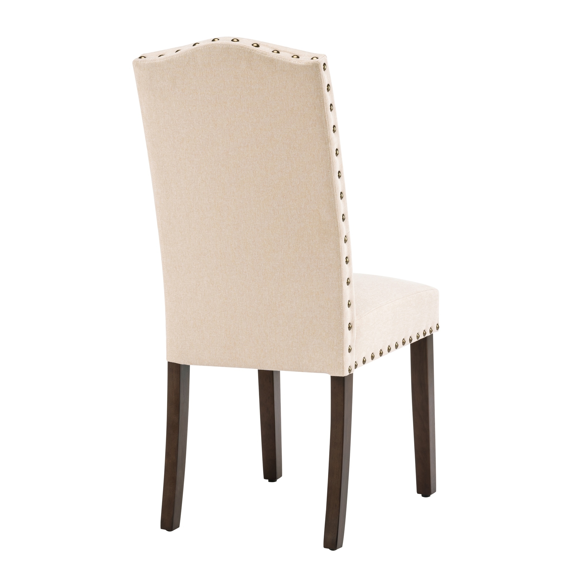 Fabric Upholstered Tufted High Back Dining Chairs with Nailhead