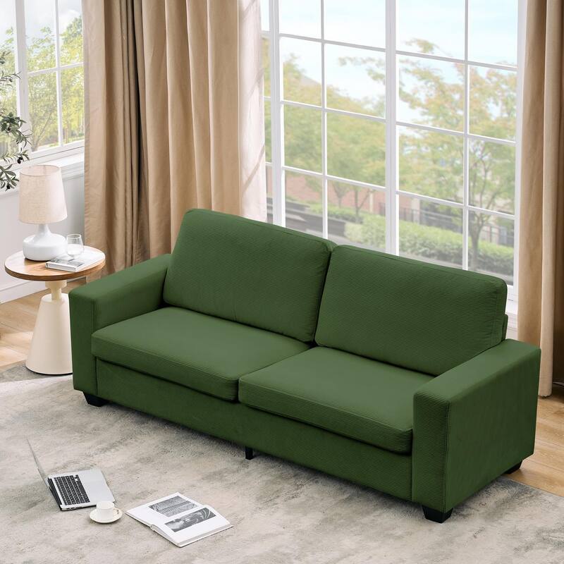 83" Modern Sofa, Corduroy 3 Seater Deep Seat Couch with Wide Armrest, Removable Washable Cushion Cover, Comfy Sofa