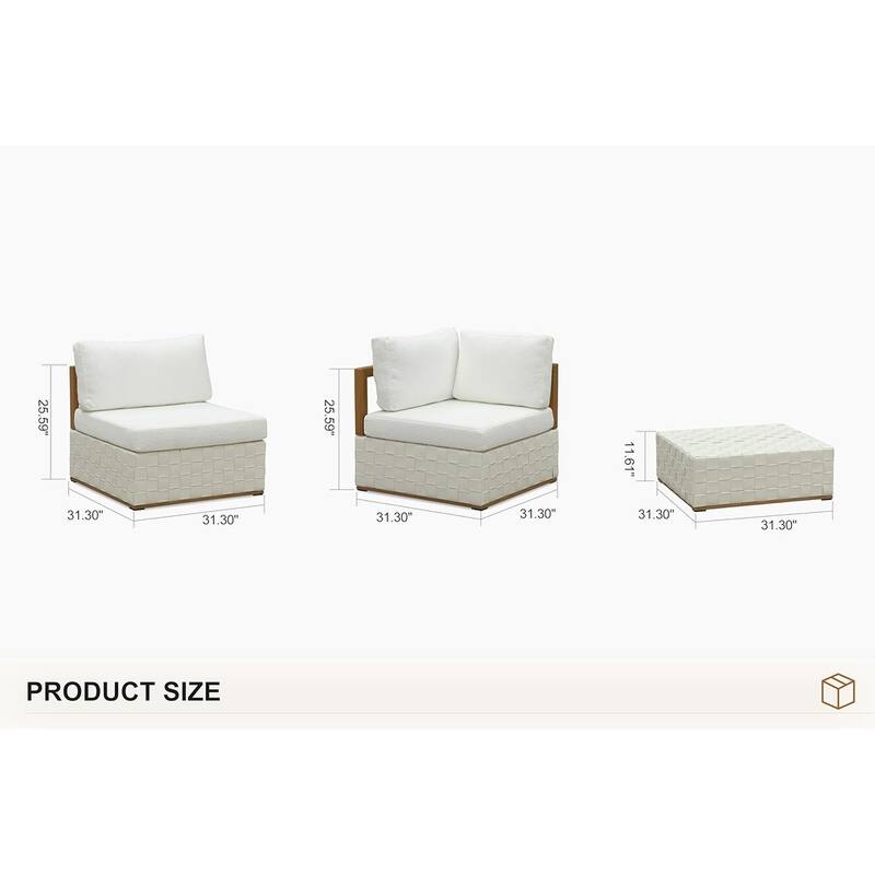 PURPLE LEAF GLFSF Outdoor sofas White Outdoor Couch for Yard Porch Deck Patio Conversation Sets - 3seats+1 Ottoman/L-shaped