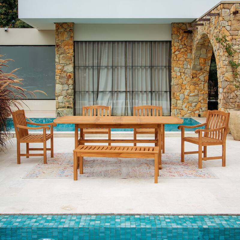 Cambridge Casual Sherwood 6-Piece Teak Outdoor Dining Set - Natural Teak