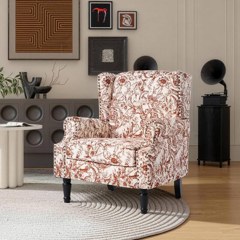 Wingback Accent Chair Nailhead Trim Living Room Reading Chair