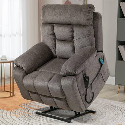 Dual Motors Electric Recliner Lift Chair with Heating and Massage Functions, Can Tilt to 180 Degrees, 2 Pocket Cup Holders