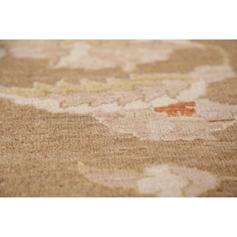 Vegetable Dye Brown Peshawar Oriental Area Rug Handmade Wool Carpet - 9'0"x 11'10"