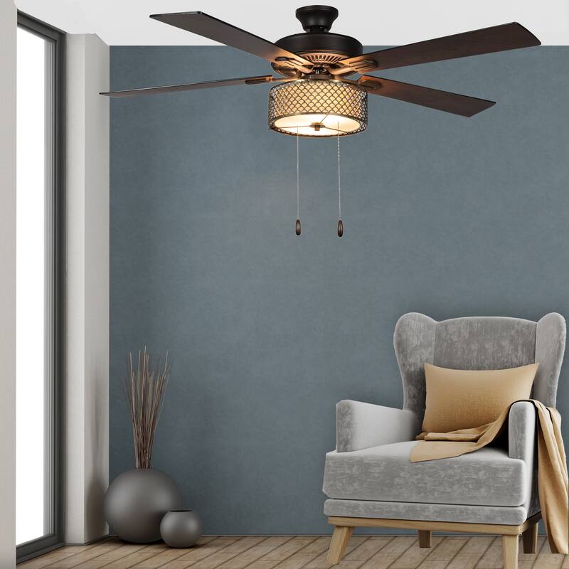 Copper Grove Leyla 52-inch 5-blade Bronzed Wave LED Ceiling Fan