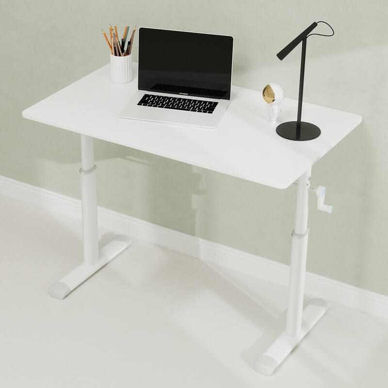 GDFStudio - 39.37"W Ergonomic Adjustable Computer Desk - White