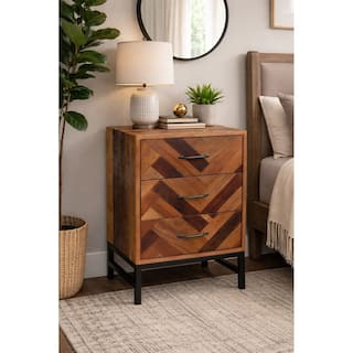 Benton Oak Wood 3 Drawer Nightstand
