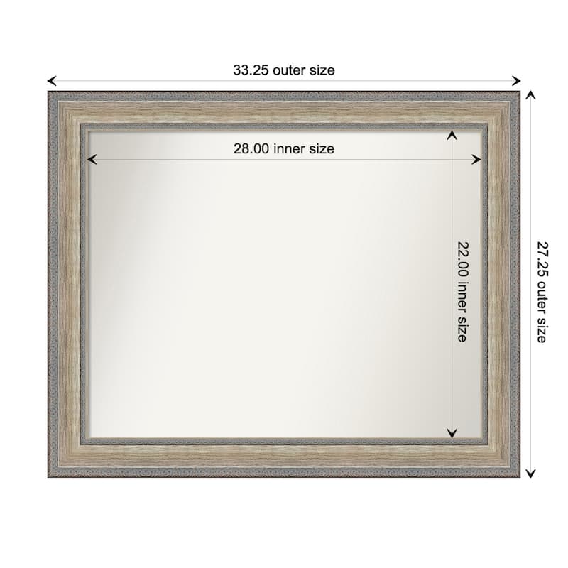 Fleur Silver Non-Beveled Wood Framed Wall Mirror - Fleur Champagne Silver - Glass Size 28x22