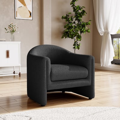 32.3" Wide Upholstered Barrel Boucle Velvet Accent Chair