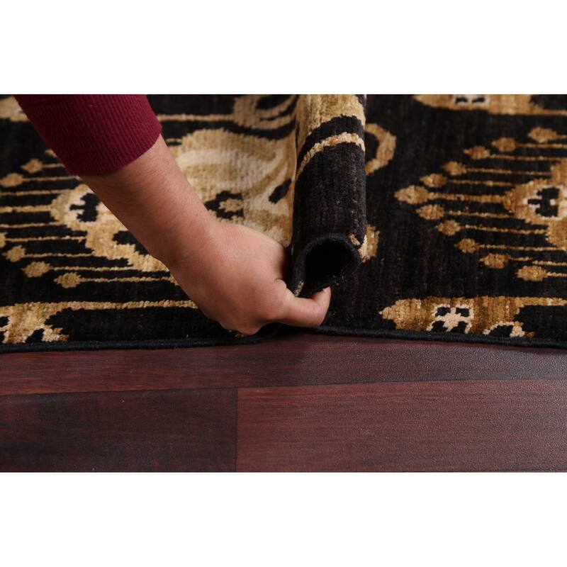 Geometric Oriental Gabbeh Kashkoli Area Rug Hand-knotted Wool Carpet - 7'10" x 11'3"