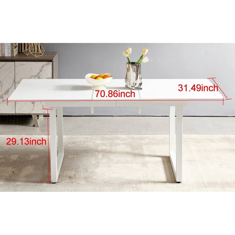 Square Extendable Dining Table with Metal Legs - Modern Space-Saving Kitchen Table