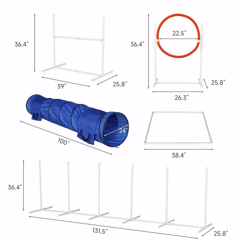 Dog Agility Challenge Set - 6-Pack Jump Training Obstacles - 6-Piece