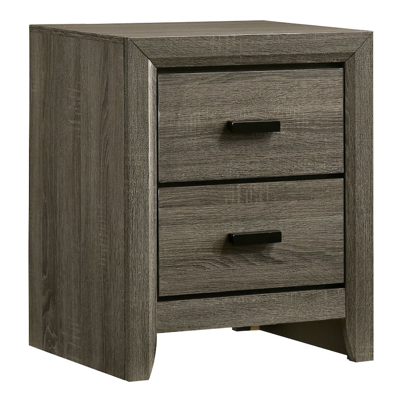 Aury Transitional Grey Solid Wood 2-Drawer Nightstand by Furniture of America - Grey