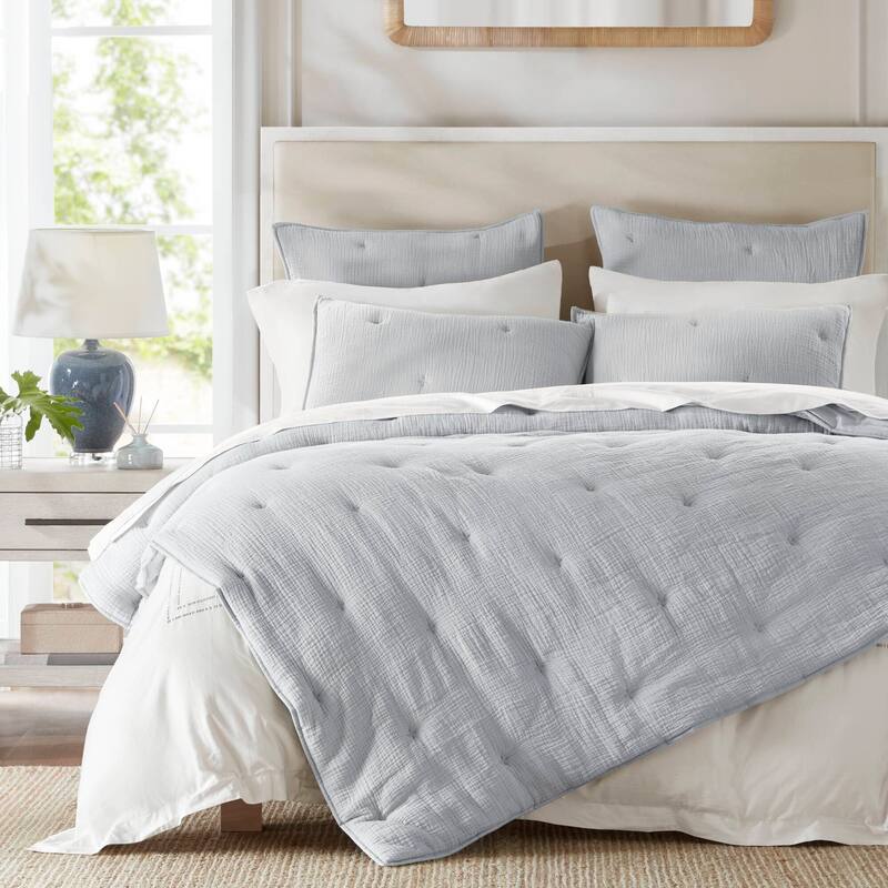 Harbor House Breeze Cotton Gauze Embroidered Quilt Set