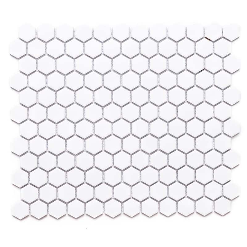 HoneyComb Remi 1x1 White Porcelain Hexagon Mosaic Tile - Floor, Wall & Backsplash