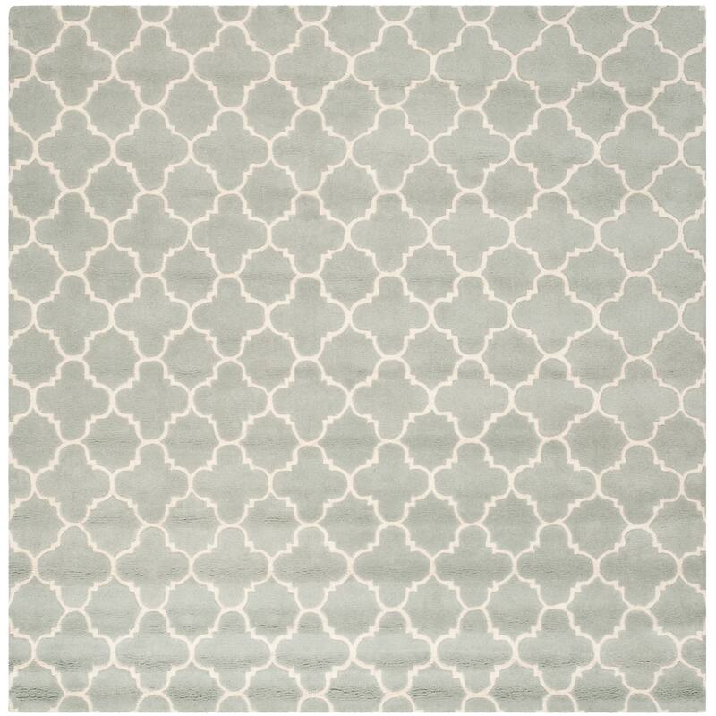 SAFAVIEH, Handmade Chatham Caisa Modern Moroccan Wool Rug - 7' Square - Grey/Ivory