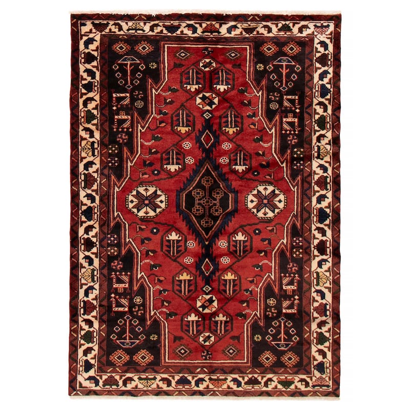 ECARPETGALLERY Hand-knotted Anadol Red Wool Rug - 4'11 x 7'0 - Red - 4'11 x 7'0
