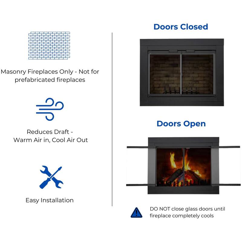 Duluth Forge HLFD-LG Large Fireplace Glass Doors With Screen